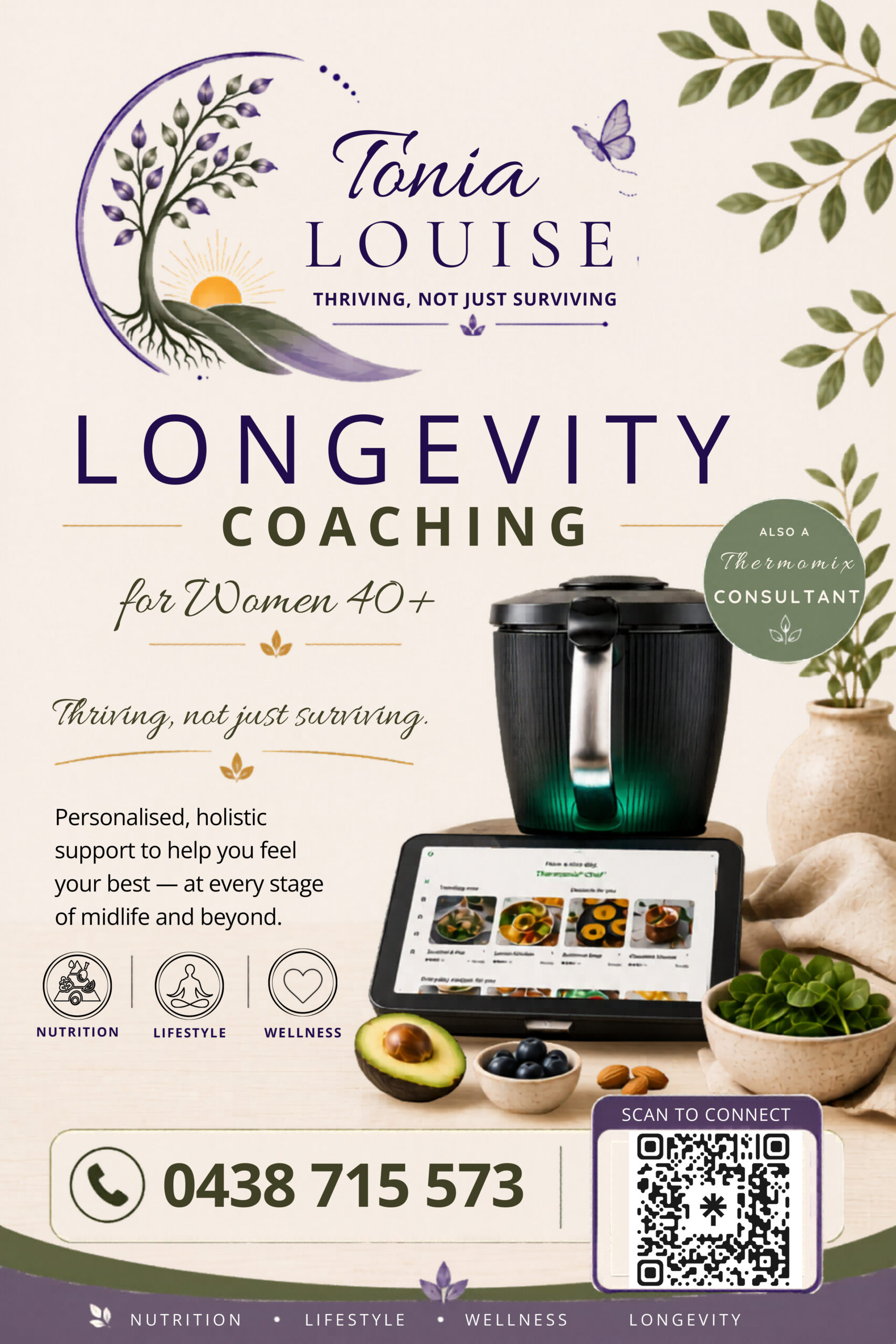 Tonia Louise – longevity Coach Flyer